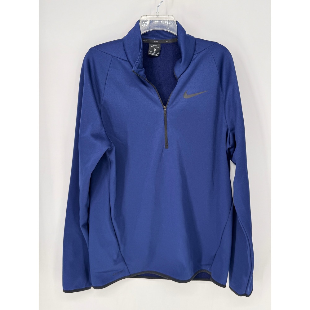 Nike Quarter Zip Pullover Mens M Blue Dri-FIT Long Sleeve Active Training Top